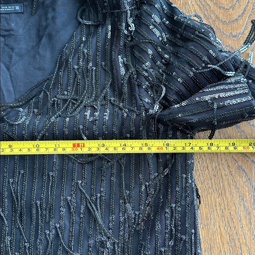 ZARA Dress Limited Edition Size XS Sequin Fringed Black Whimisgoth Witchy Grunge - Picture 11 of 12